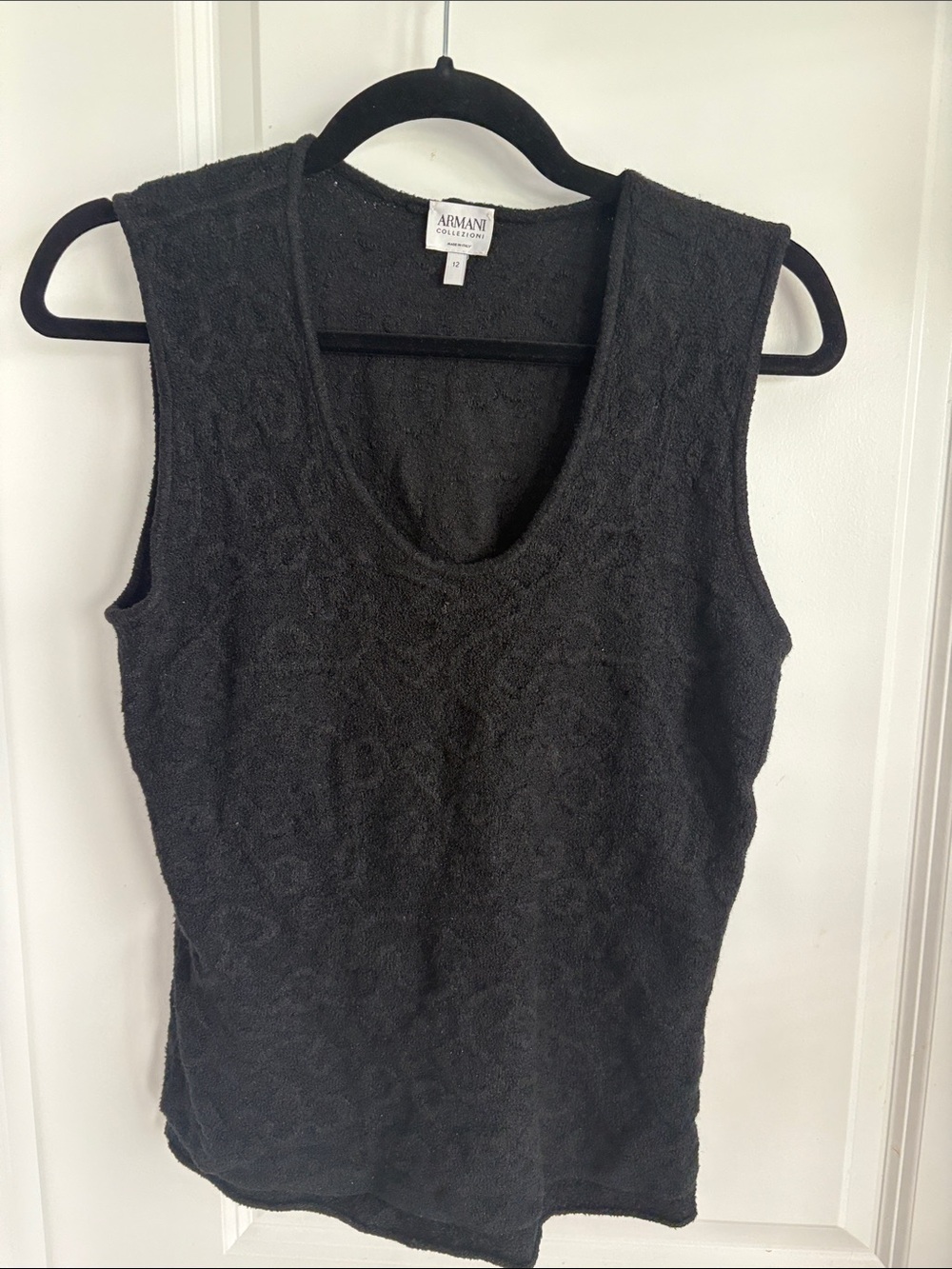 Armani Collezioni Black Textured Scoop Neck Tank
